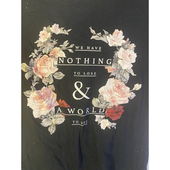 Freeze Juniors Inpirational Tshirt Black Fitted Size Medium M Floral Hippie Vibe - Picture 1 of 2